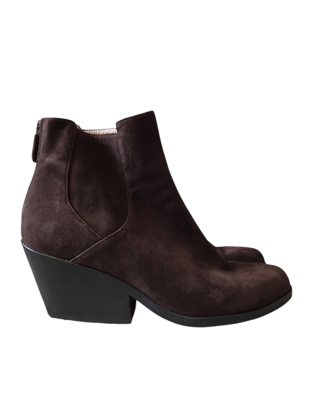 Eileen Fisher Peer-Su Dark Brown Suede Ankle Booties 8.5 - Picture 2 of 11